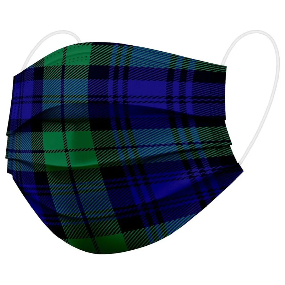 WeCare 3-ply Disposable Face Mask, Kids, Green Plaid, 50/Box (WMN100049)