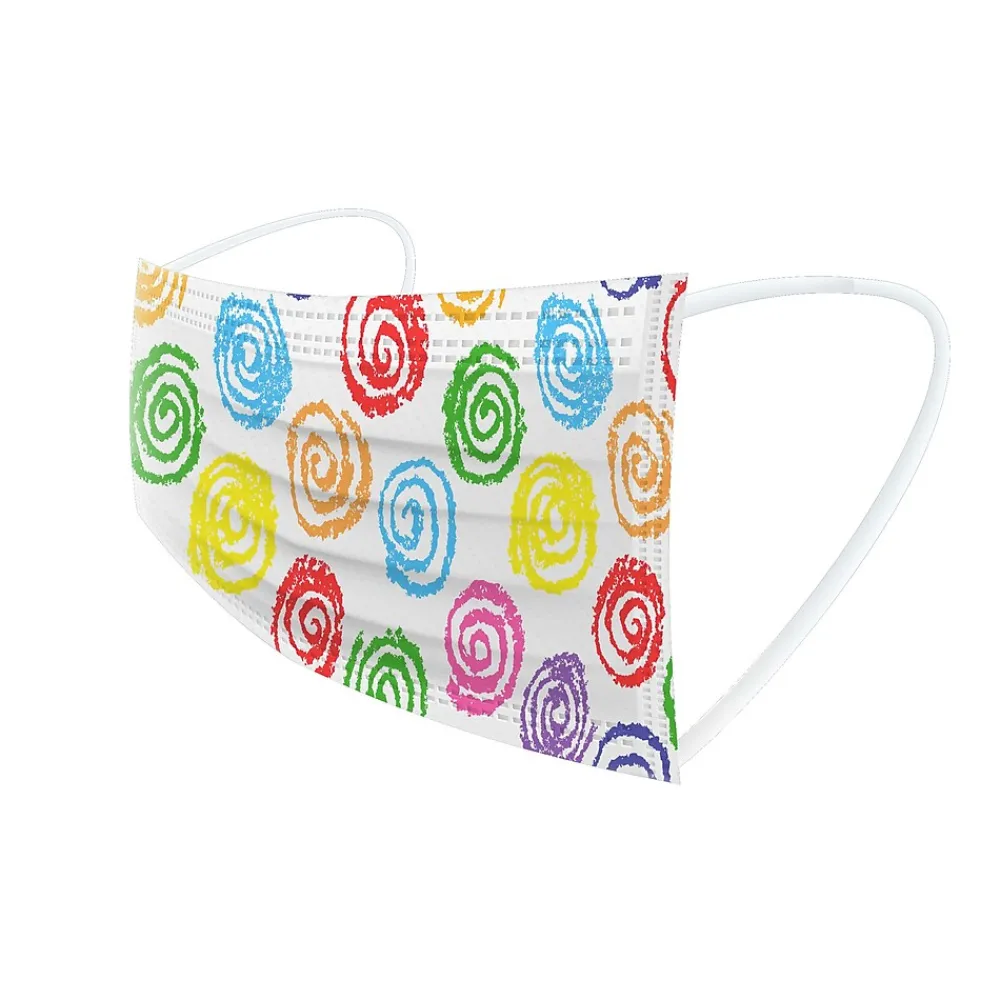 WeCare 3-ply Disposable Face Masks, Kids, Assorted Crayon Art Designs, 50/Box (WMN100116)