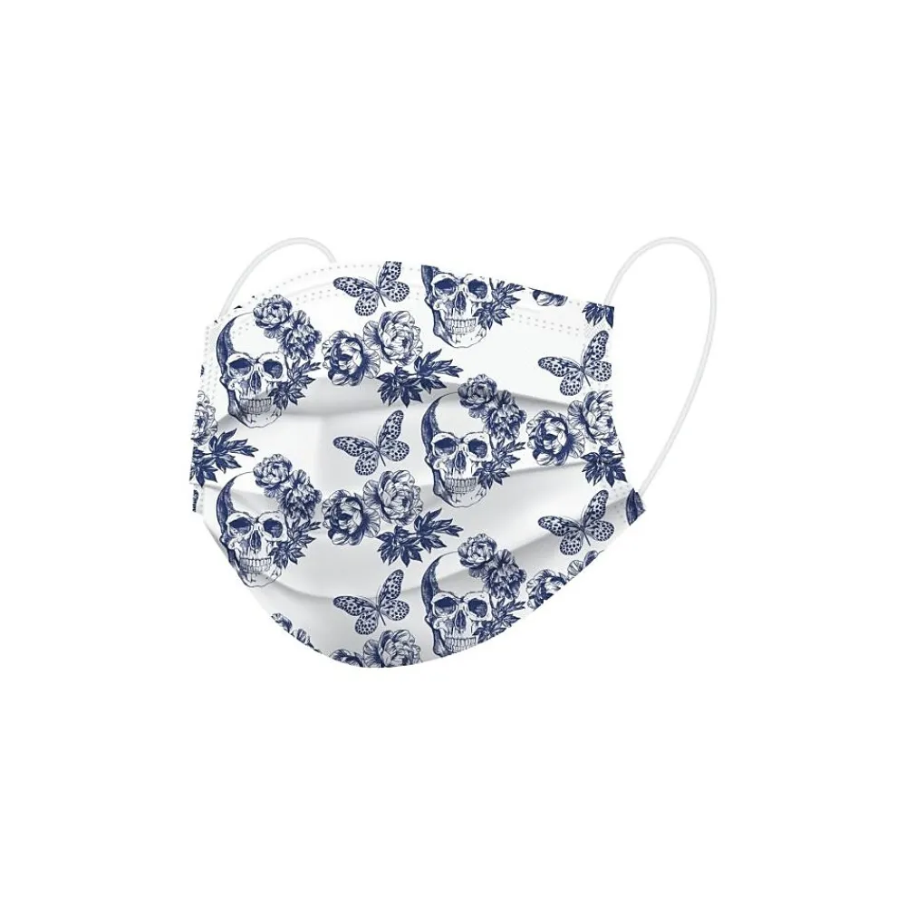 WeCare 3-ply Ear Loop Disposable Face Mask, Adult, Skulls, Combo Pack 50/Box (WMN100099)