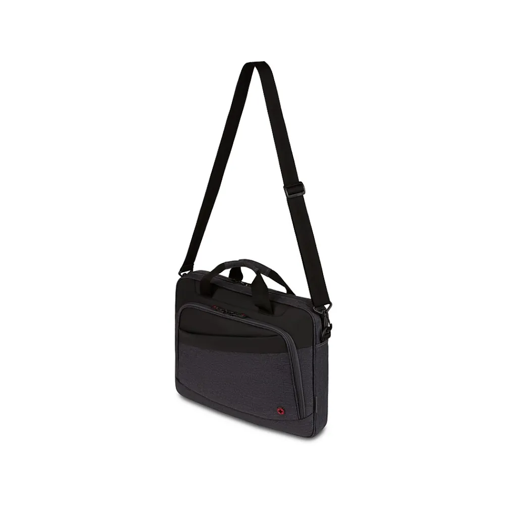 State Laptop Slim Briefcase, Black/Gray Heather Polyester (WG3860204581)<Wenger Outlet