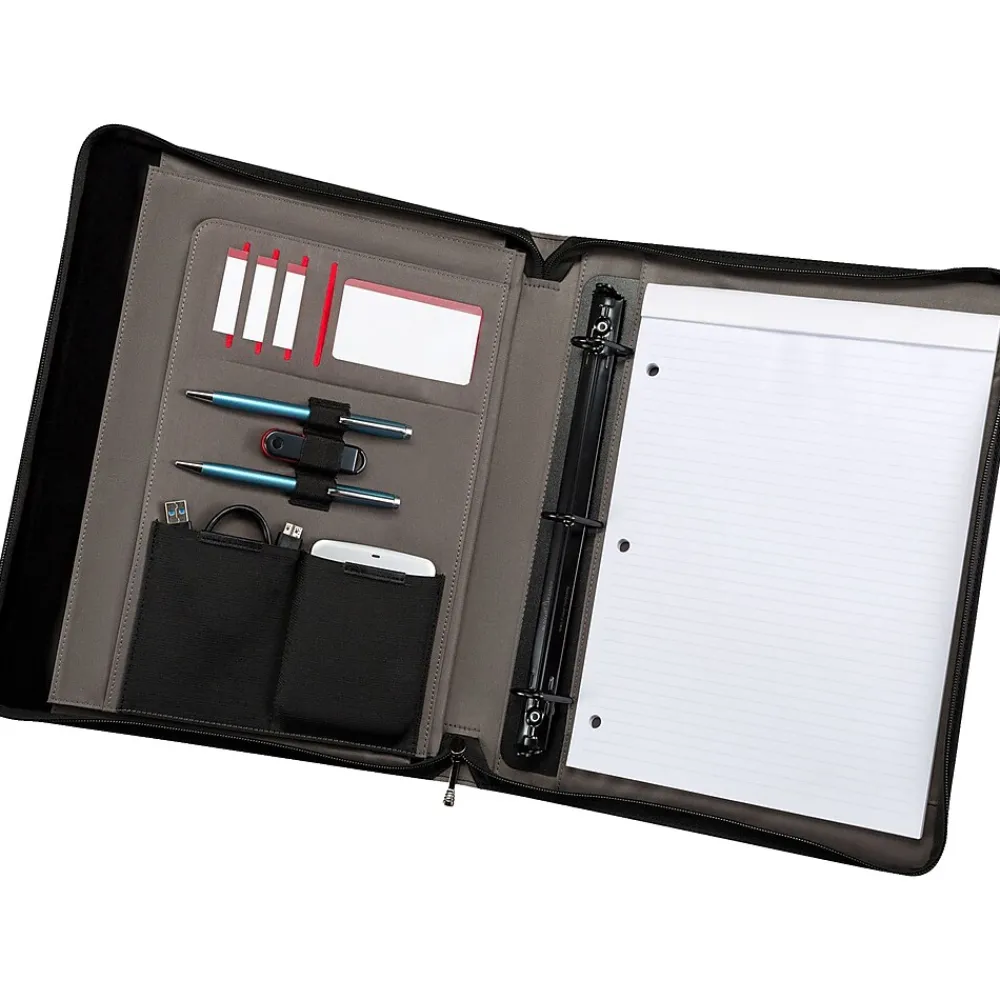 Venture Vinyl Padfolio with Zipper Closure, Black (601389)<Wenger Sale