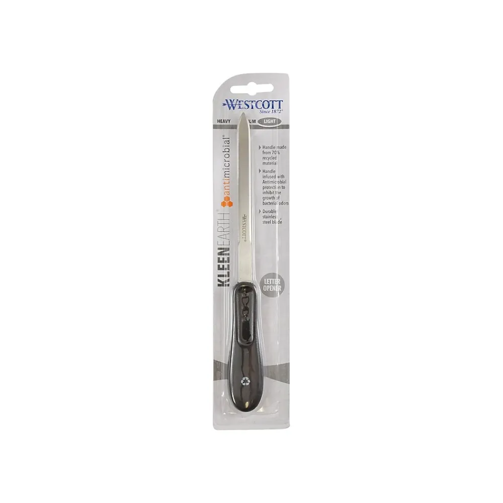 Westcott KleenEarth 9" Handle Letter Opener, Black (14821)