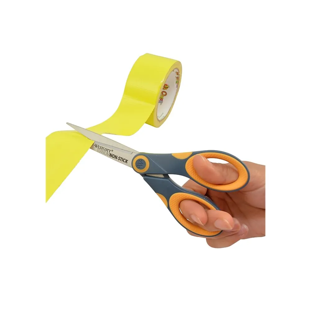 Scissors|Westcott Titanium Bonded 7" Non-Stick Titanium Multi-Purpose/Heavy Duty Scissor, Pointed Tip, Gray/Yellow (14851)