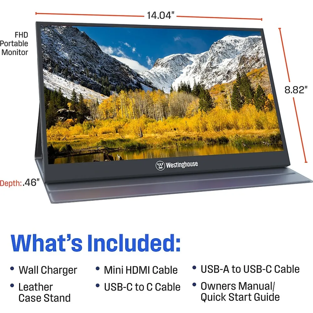 New Westinghouse 15.6" 60 Hz FHD Portable Monitor, Black (WH156FP)