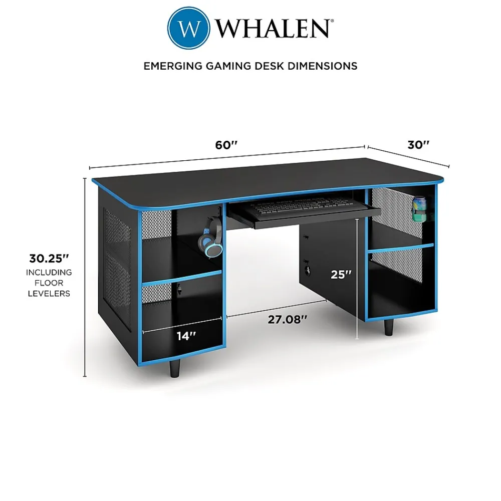 Computer Desks*Whalen Emergent Gaming 60"W Computer Desk, Black (SPUS-EGDB)