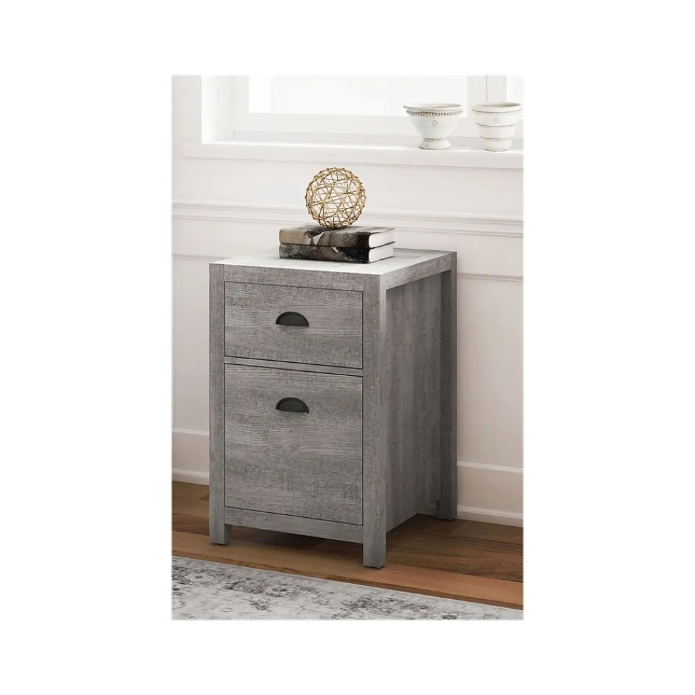 File Cabinets*Whalen Fallbrook 2-Drawer Vertical File Cabinet, Letter/Legal Size, 26.25"H x 17"W x 20"D, Smoked Ash (SPUS-FBSF-GM)