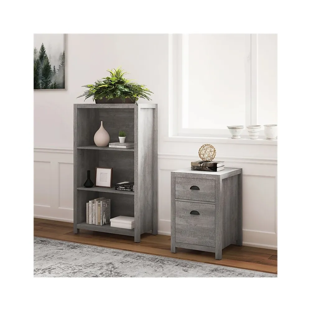 File Cabinets*Whalen Fallbrook 2-Drawer Vertical File Cabinet, Letter/Legal Size, 26.25"H x 17"W x 20"D, Smoked Ash (SPUS-FBSF-GM)