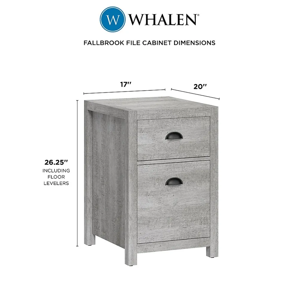 File Cabinets*Whalen Fallbrook 2-Drawer Vertical File Cabinet, Letter/Legal Size, 26.25"H x 17"W x 20"D, Smoked Ash (SPUS-FBSF-GM)