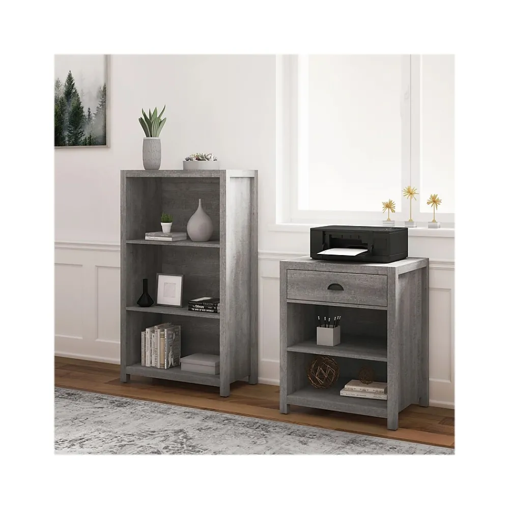 Bookcases*Whalen Fallbrook 3-Shelf 48"H Bookcase, Smoked Ash/Rustic Warm Gray (SPUS-FBBK-GM)