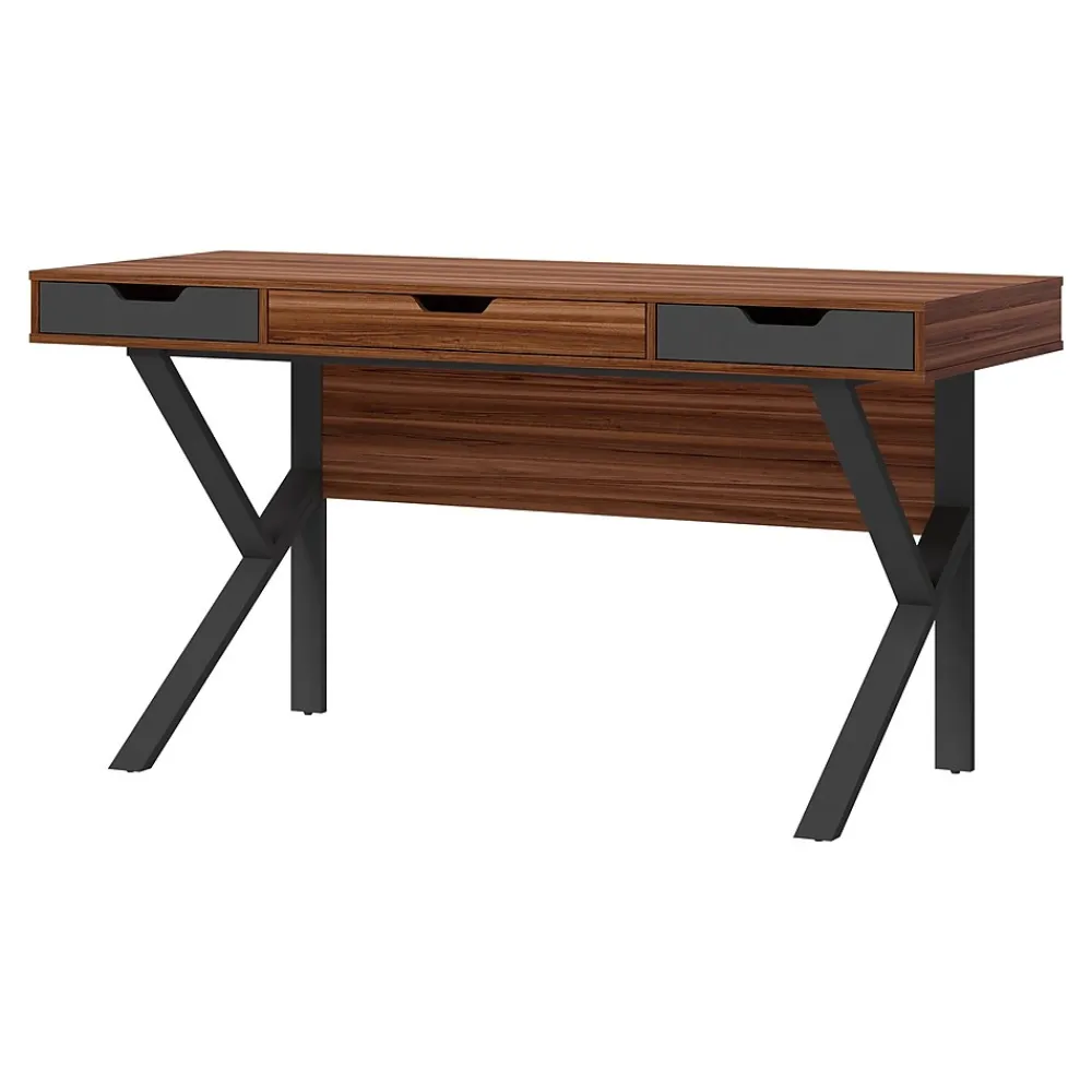Office Desks*Whalen Stirling 60"W Table, Natural Walnut/Charcoal Gray (SPLS-ST60D)