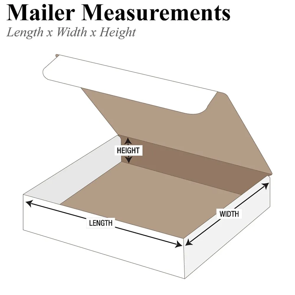 Sale SI Products White Literature Mailers 12" x 12" x 2", 50/Bundle