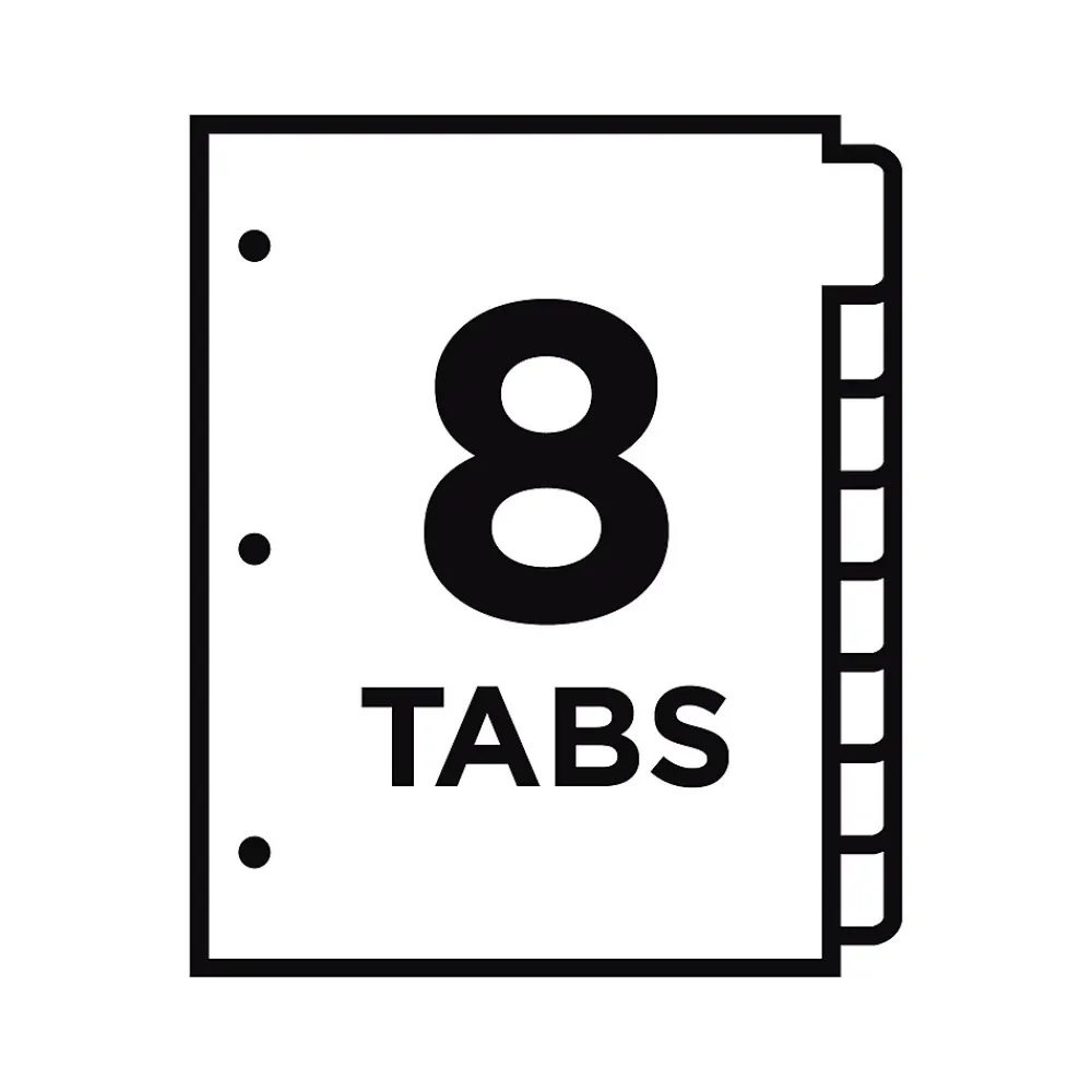 Dividers|Wilson Jones View-Tab Blank Polypropylene/PP Dividers, 8-Tab, Multicolor (W55063)