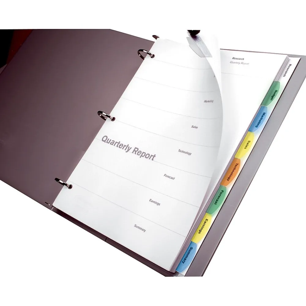Dividers|Wilson Jones View-Tab Blank Paper Dividers, 8-Tab, White, Set (W55965)