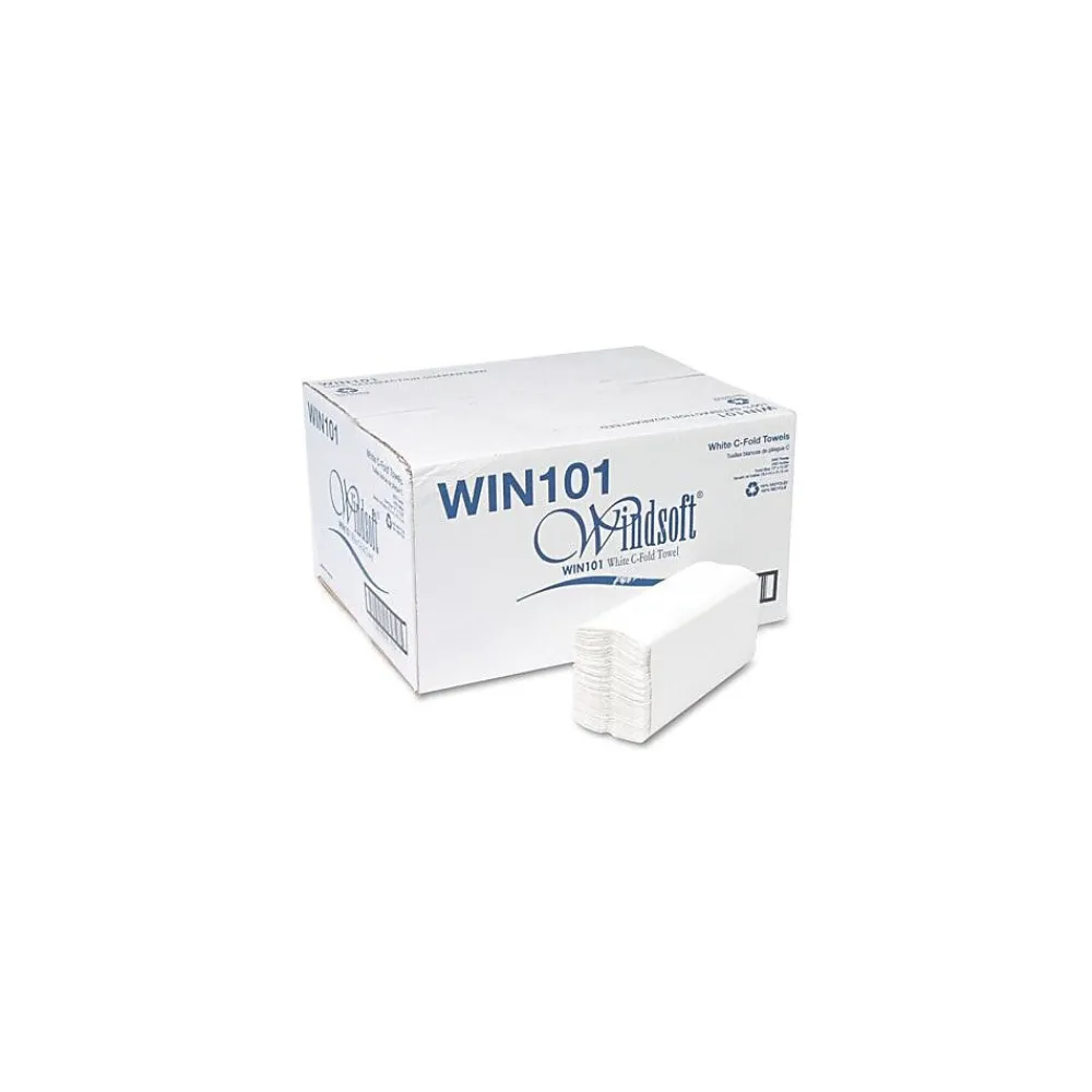 Windsoft C-Fold Paper Towel, 1-Ply, 150 Sheets/Pack, 2400 Sheets/Carton (WIN 101)