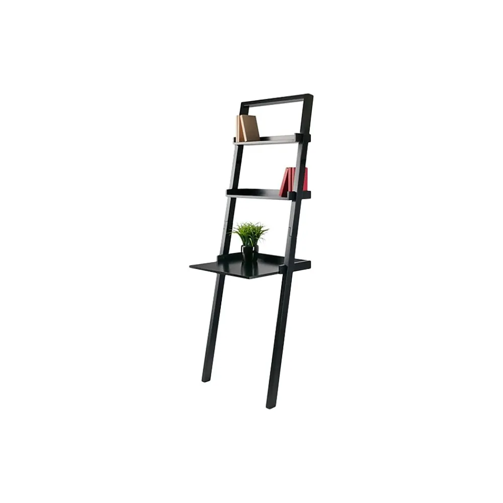 Bookcases*Winsome Bellamy 3-Shelf 69"H Leaning Bookcase, Black (29323)