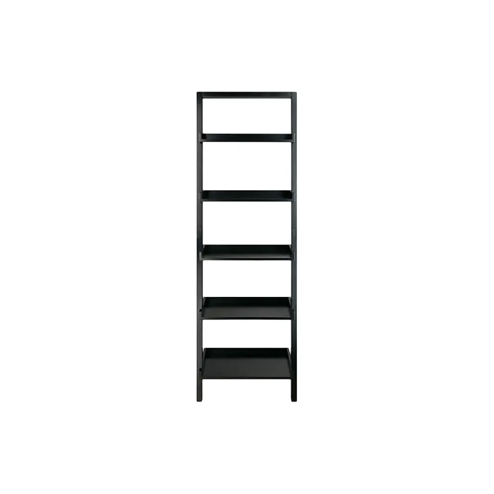 Bookcases*Winsome Bellamy 5-Shelf 69"H Leaning Bookcase, Black (29553)