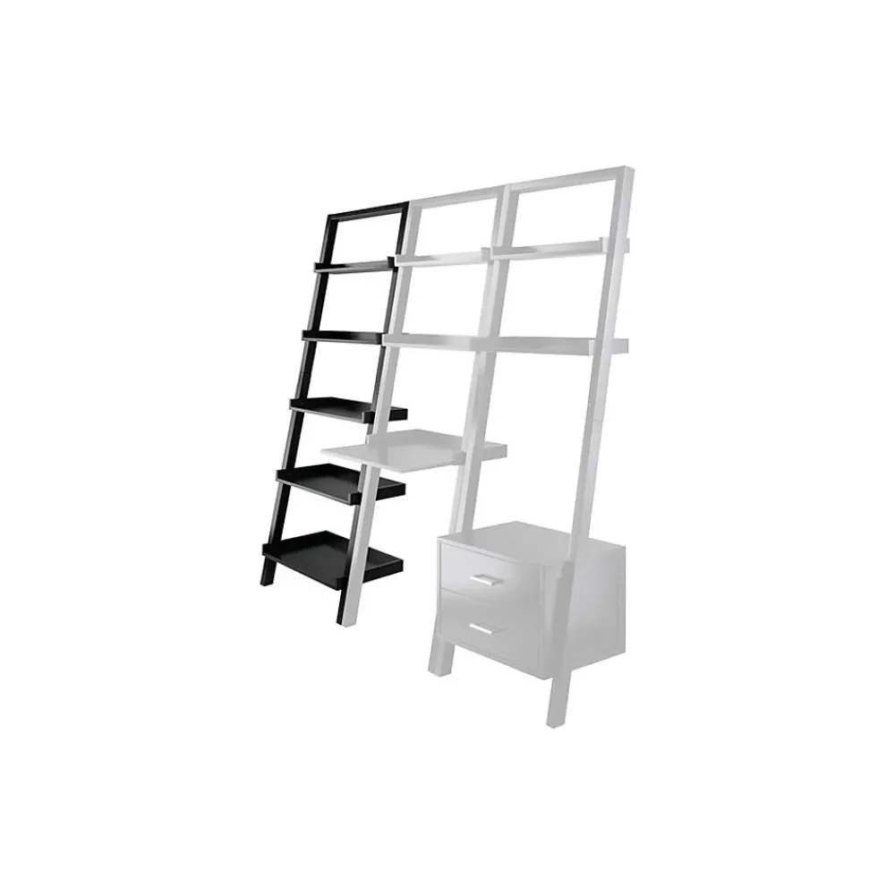 Bookcases*Winsome Bellamy 5-Shelf 69"H Leaning Bookcase, Black (29553)