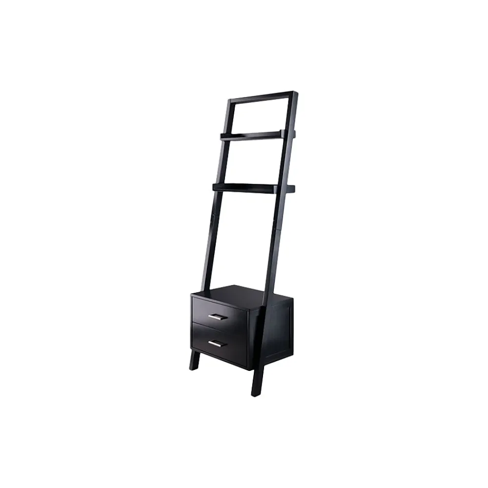 Bookcases*Winsome Bellamy 2-Shelf 69"H Leaning Bookcase, Black (29522)