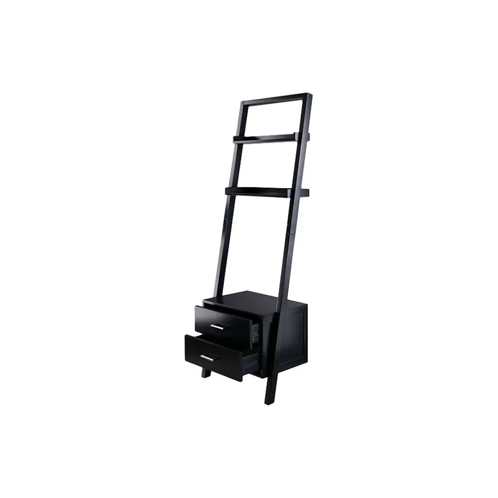 Bookcases*Winsome Bellamy 2-Shelf 69"H Leaning Bookcase, Black (29522)