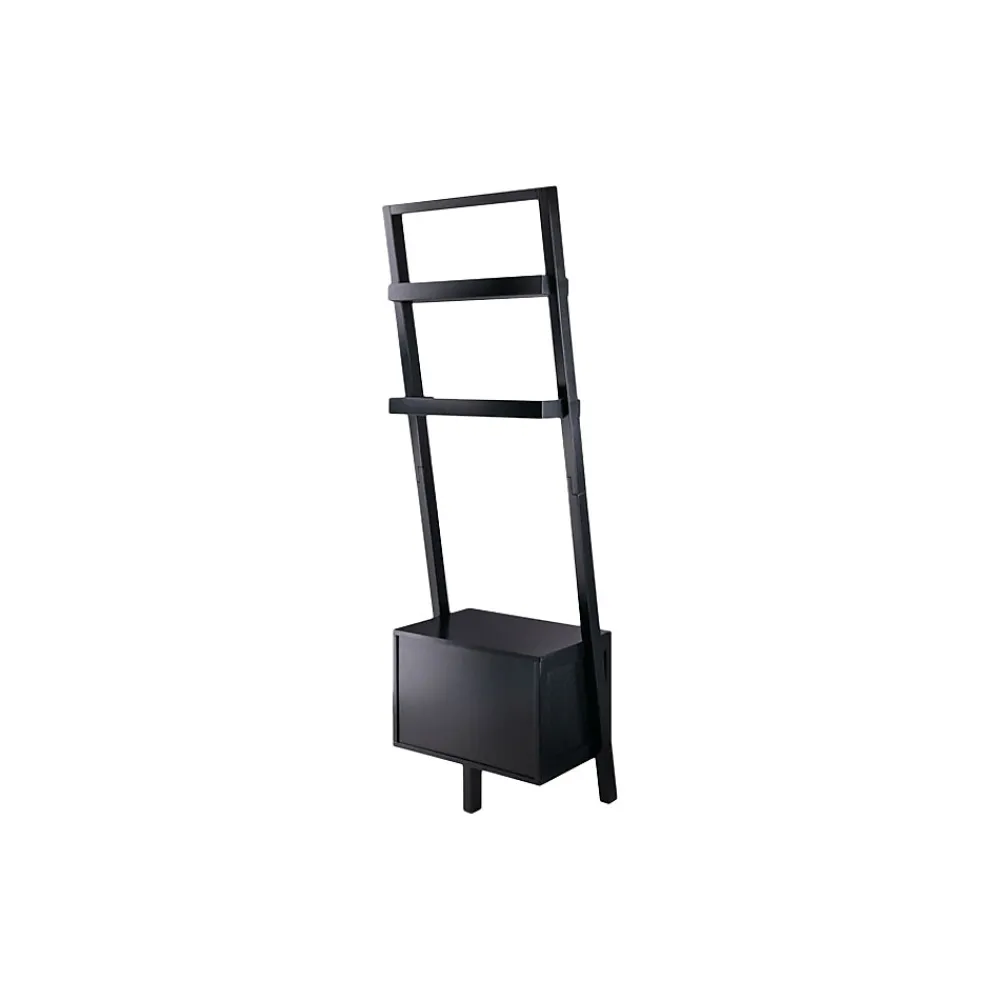 Bookcases*Winsome Bellamy 2-Shelf 69"H Leaning Bookcase, Black (29522)