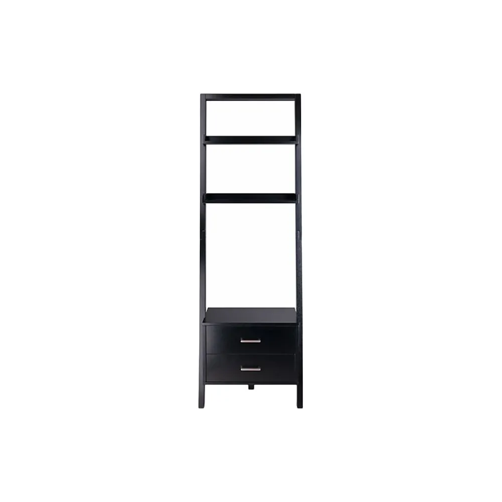Bookcases*Winsome Bellamy 2-Shelf 69"H Leaning Bookcase, Black (29522)