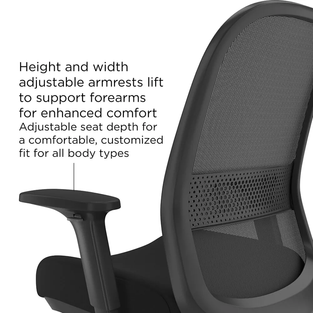Office Chairs*Workplace 2.0 Workplace2.0™ Bedford Ergonomic Fabric/Mesh Swivel Task Chair, Black (UN60991)
