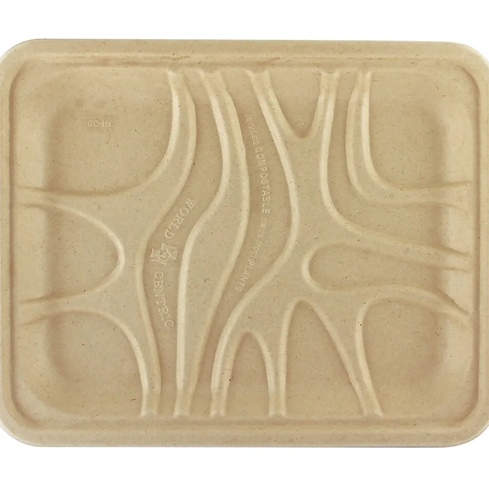 World Centric Fiber Trays, PLA Lined, PFAS Free, 9.1 x 7.1 x 0.7, Natural, 500/Carton