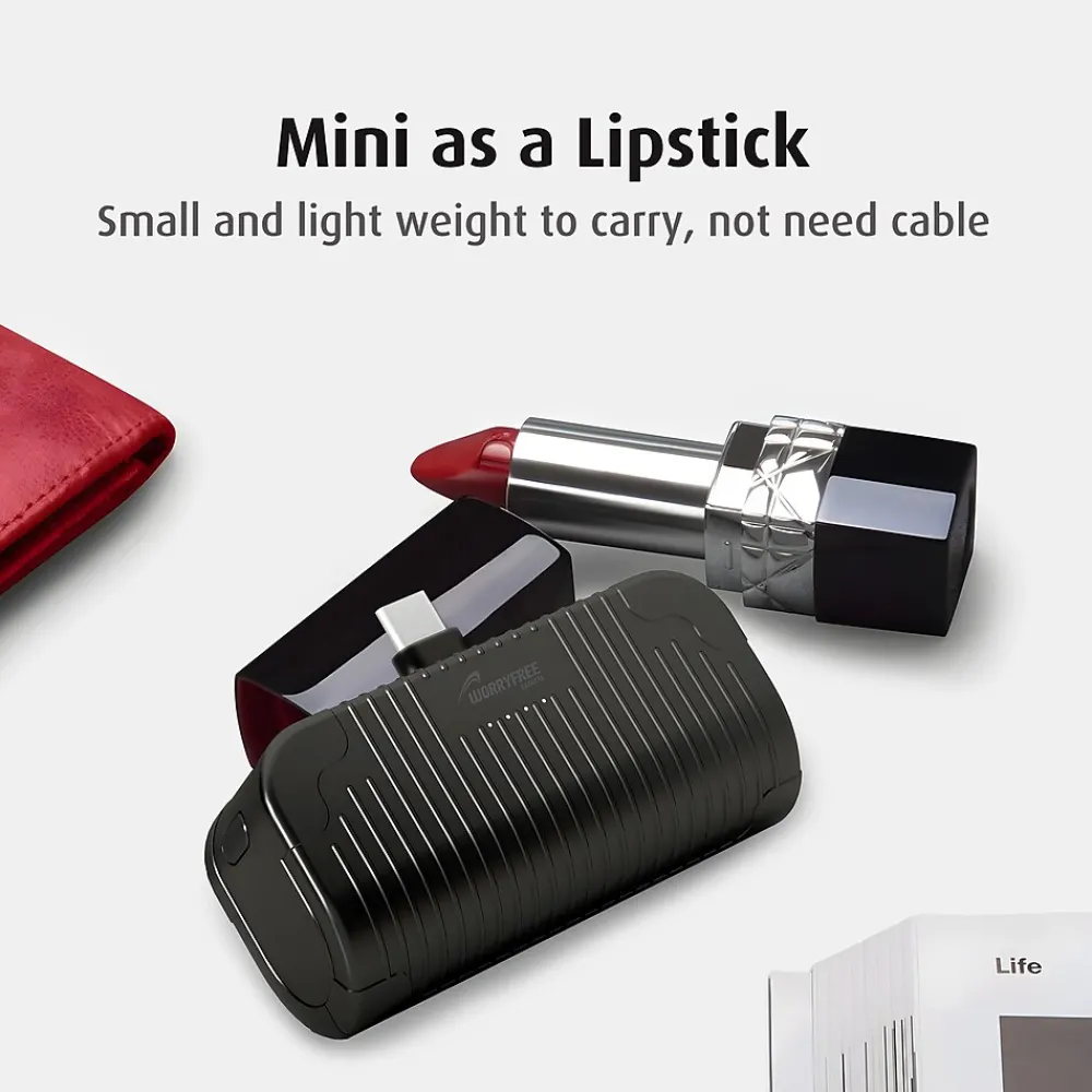USB-C Power Bank, 5000 mAh, Black (WED02)<Worryfree Gadgets Sale