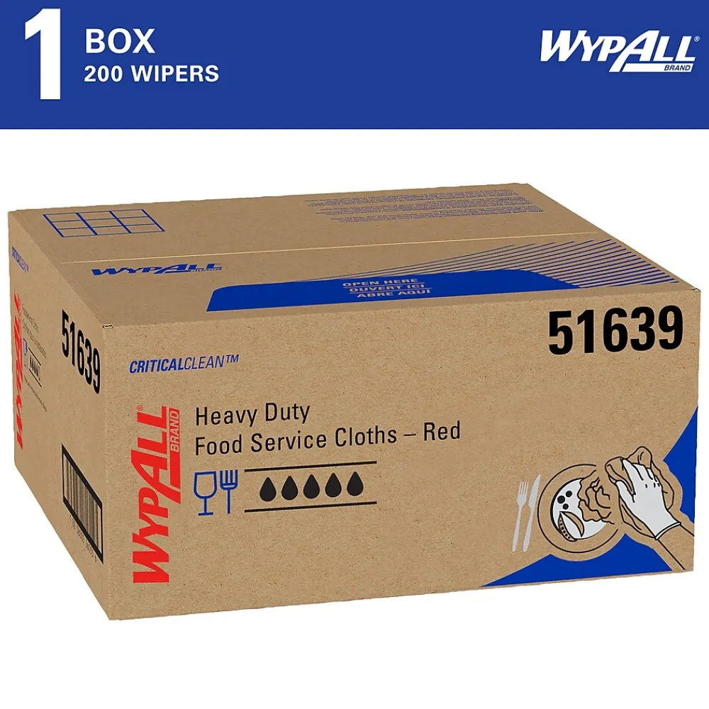 CriticalClean Fabric Food Service Cloths, 23.5" x 12.5", Red, 200 Cloths/Pack (51639)<WypAll Hot