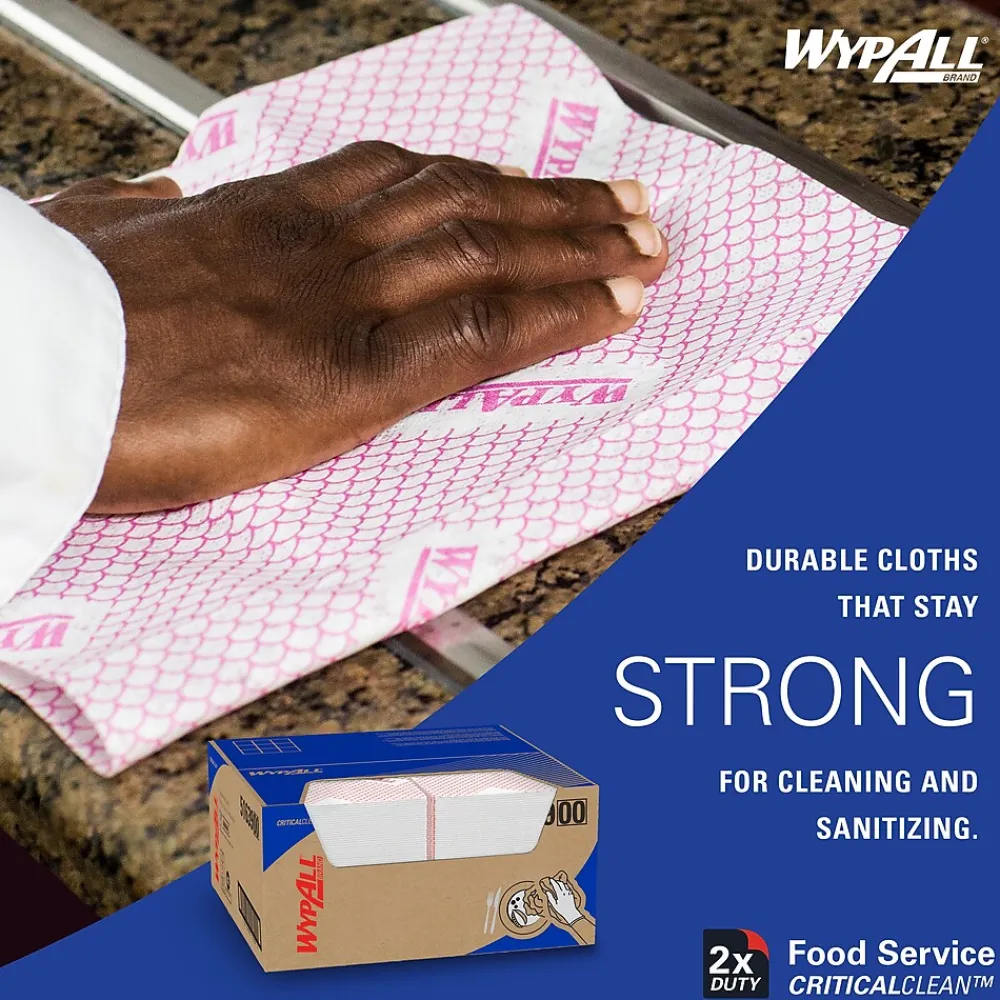 CriticalClean Fabric Food Service Cloths, 23.5" x 12.5", Red, 200 Cloths/Pack (51639)<WypAll Hot