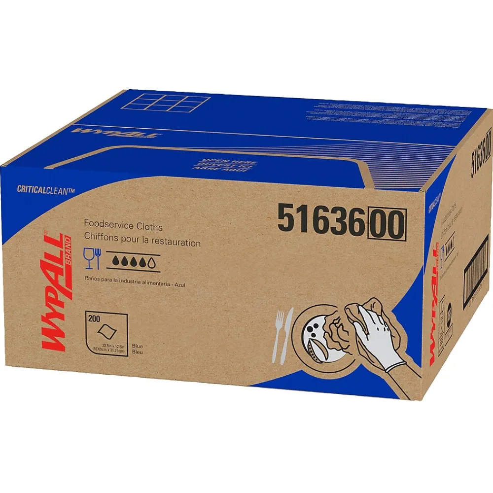 CriticalClean Fabric Food Service Cloths, 23.5" x 12.5", Blue, 200 Cloths/Pack (51636)<WypAll Outlet