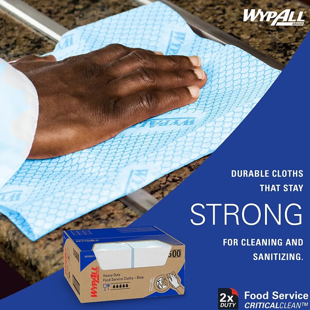 CriticalClean Fabric Food Service Cloths, 23.5" x 12.5", Blue, 200 Cloths/Pack (51636)<WypAll Outlet