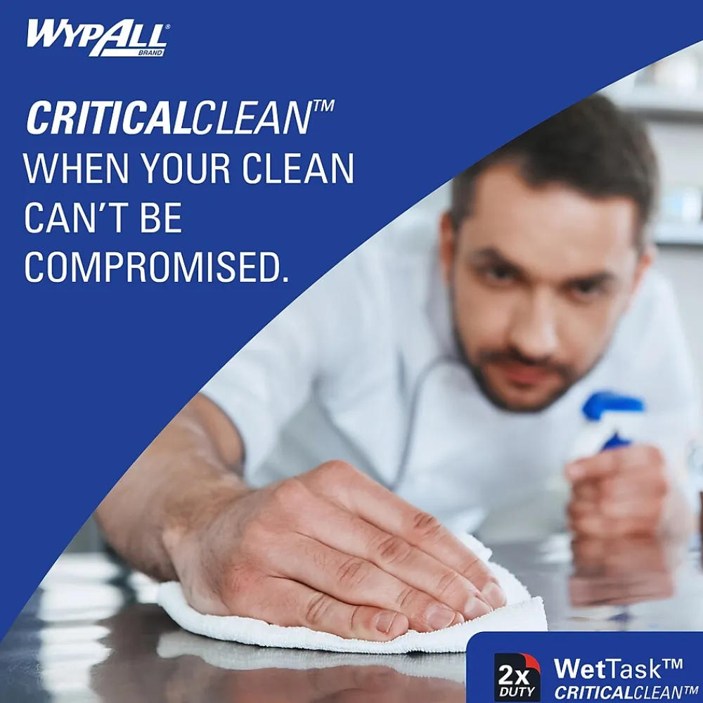 CriticalClean WetTask Fabric Cleaning Wipers, 12.5" x 12", White, 140 Sheets/Roll, 6/Carton (06411)<WypAll Online