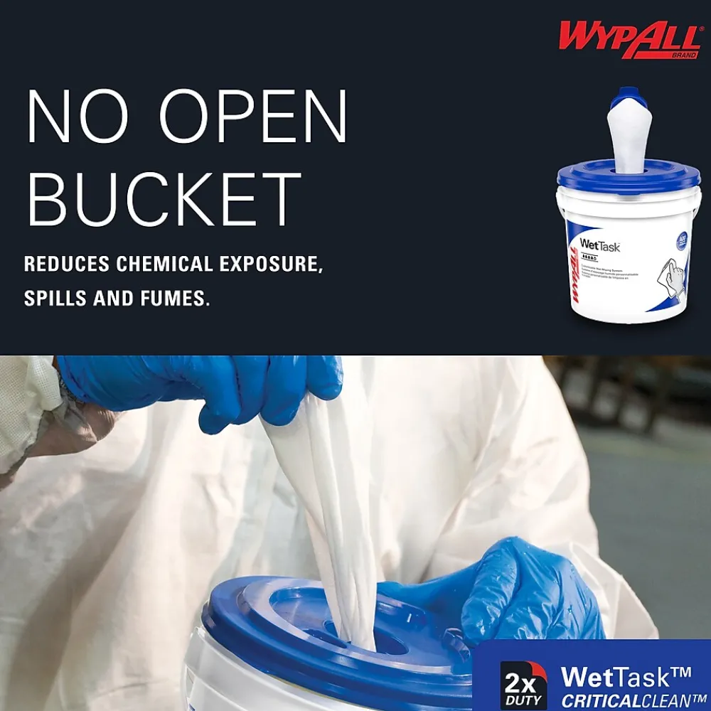 CriticalClean WetTask Fabric Cleaning Wipers, 12.5" x 12", White, 140 Sheets/Roll, 6/Carton (06411)<WypAll Online