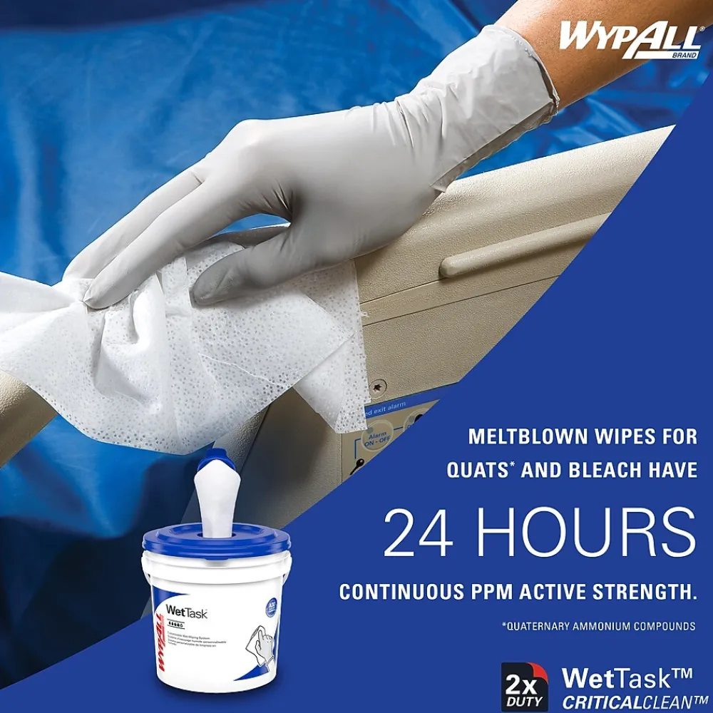 CriticalClean WetTask Fabric Cleaning Wipers, 12.5" x 12", White, 140 Sheets/Roll, 6/Carton (06411)<WypAll Online