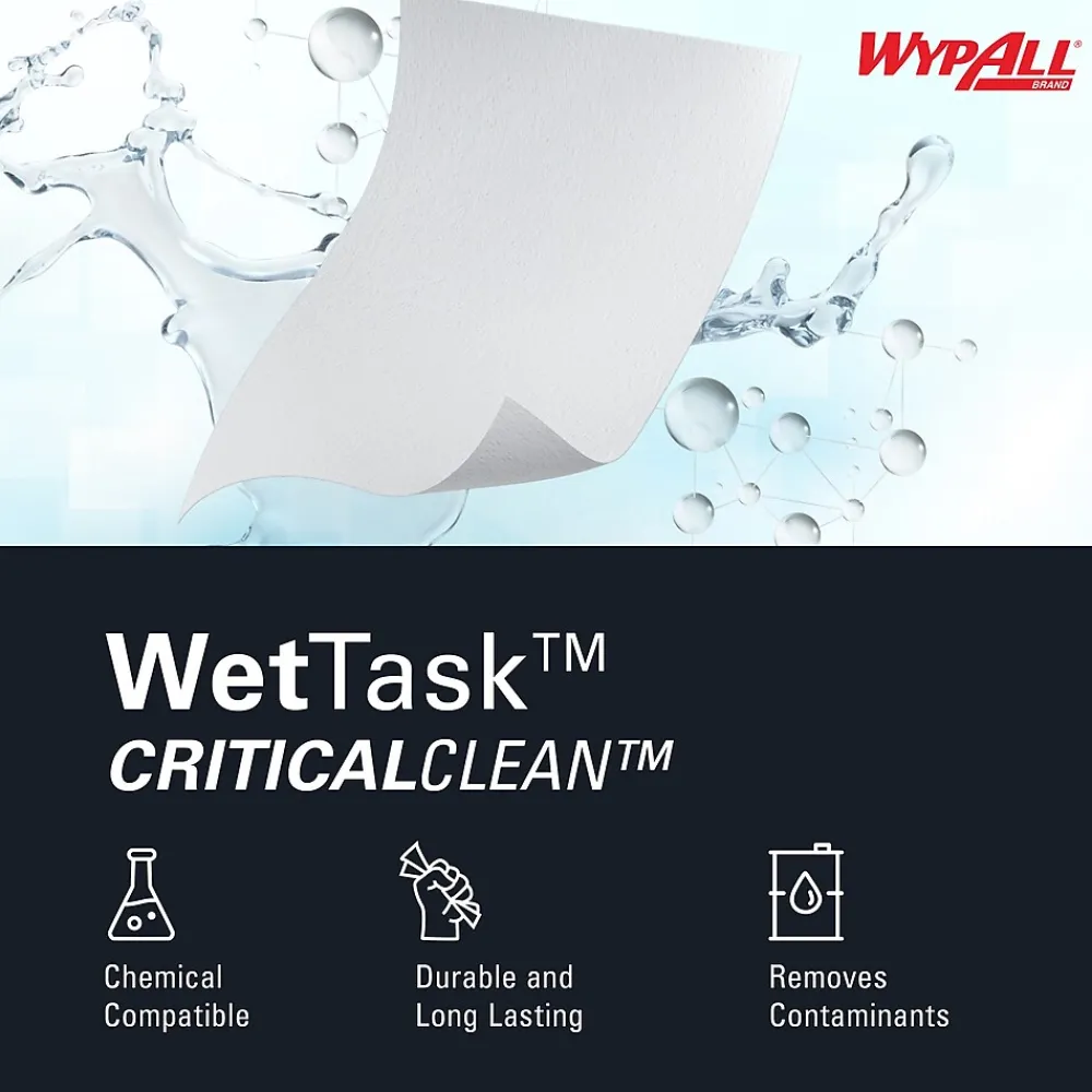 CriticalClean WetTask Fabric Cleaning Wipers, 12.5" x 12", White, 140 Sheets/Roll, 6/Carton (06411)<WypAll Online