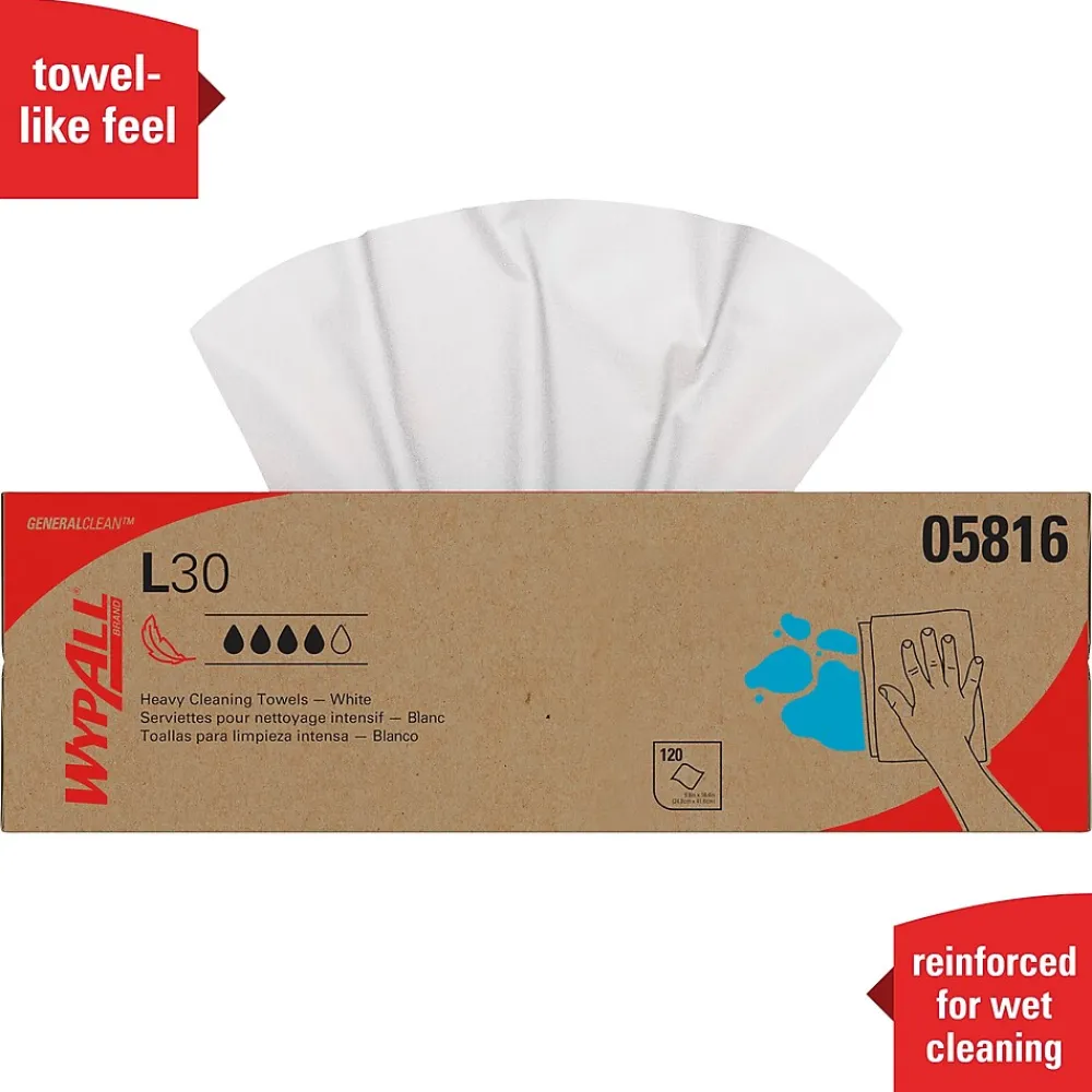 GeneralClean L30 Cellulose Cleaning Wipers, 16.4" x 9.8", White, 120 Wipers/Box, 6/Carton (05816)<WypAll Outlet