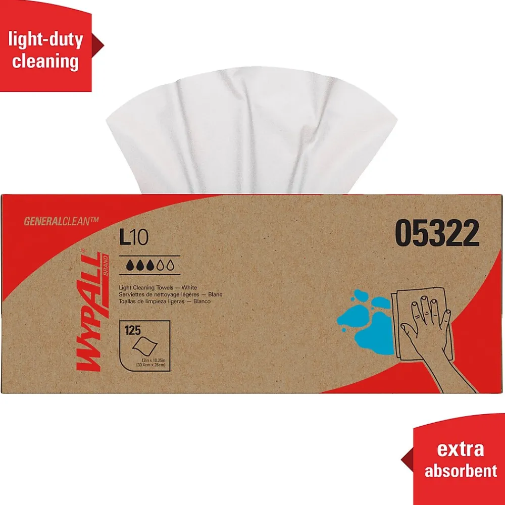 GeneralClean L10 Cleaning Towels, 12" x 10.5", White, 125 Sheets/Box, 18 Boxes/Carton (05322)<WypAll Best