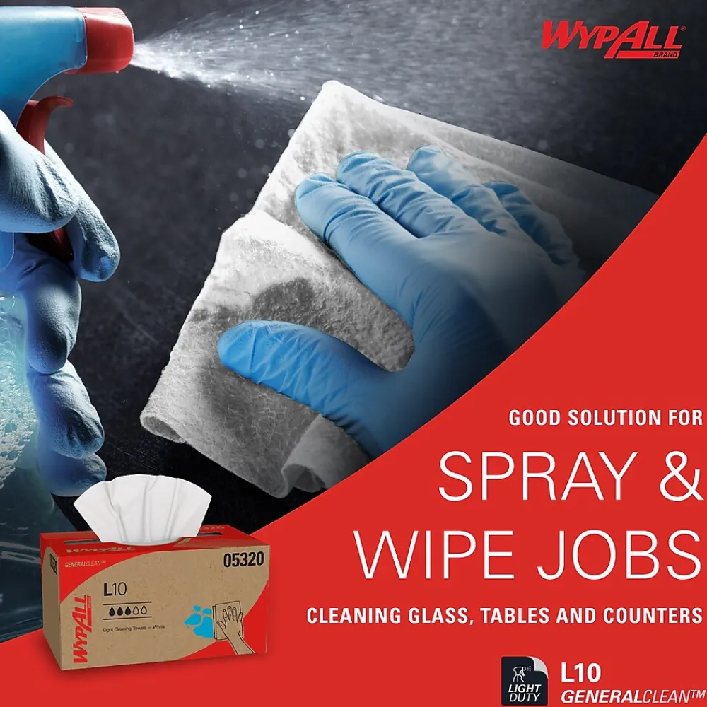 GeneralClean L10 Paper Cleaning Wipers, 10.5" x 9", White, 125 Wipers/Box (05320)<WypAll Sale