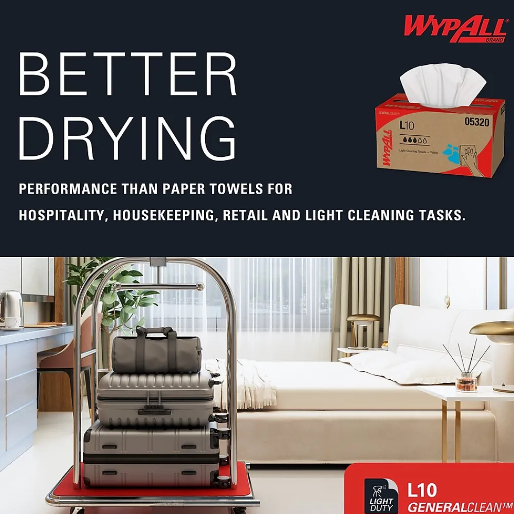 GeneralClean L10 Paper Cleaning Wipers, 10.5" x 9", White, 125 Wipers/Box (05320)<WypAll Sale