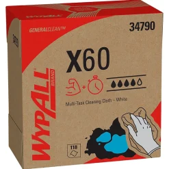 GeneralClean X60 Fabric Cleaning Wipers, 16.8" x 9.1", White, 118 Wipers/Box (34790)<WypAll