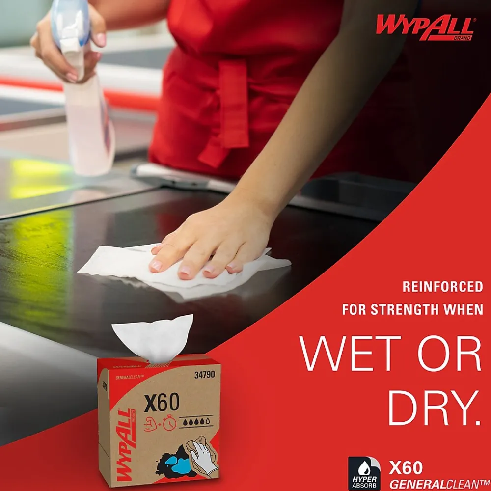 GeneralClean X60 Fabric Cleaning Wipers, 16.8" x 9.1", White, 118 Wipers/Box (34790)<WypAll