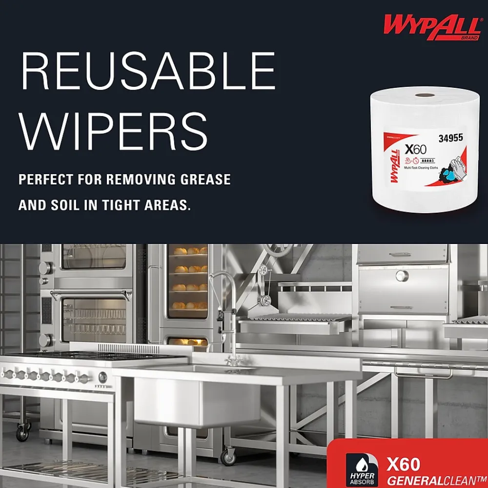 GeneralClean X60 Nylon Cleaning Wipers, 13.4" x 12.5", White, 1100 Sheets/Roll, 1100 Wipers/Box (34955)<WypAll Best
