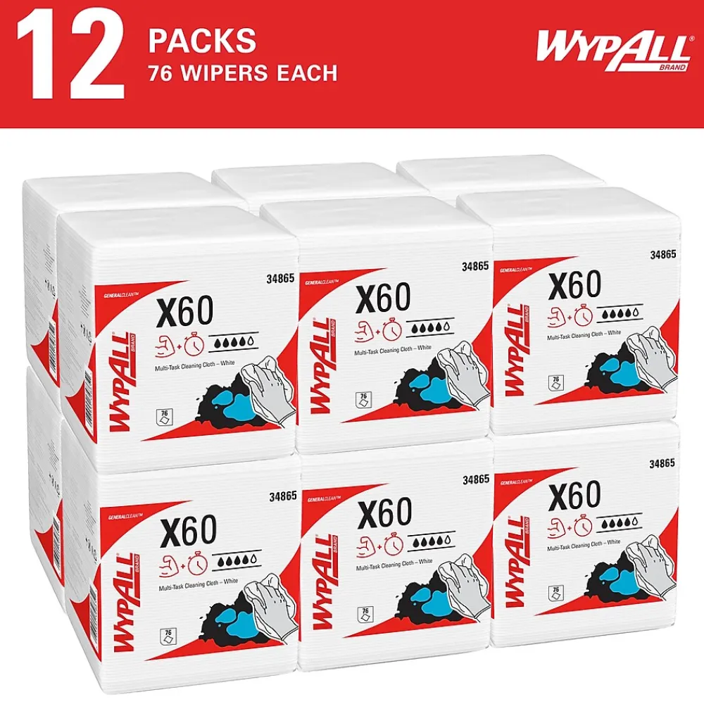 GeneralClean X60 Nylon Cleaning Wipers, 12" x 12.5", White, 76 Wipers/Box, 12/Carton (34865)<WypAll Online