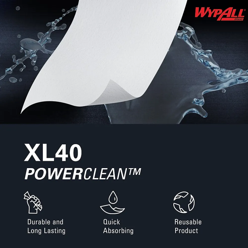 PowerClean L40 Cellulose Cleaning Wipers, 9.8" x 16.4", White, 100 Wipers/Box, 9/Carton (05790)<WypAll Discount
