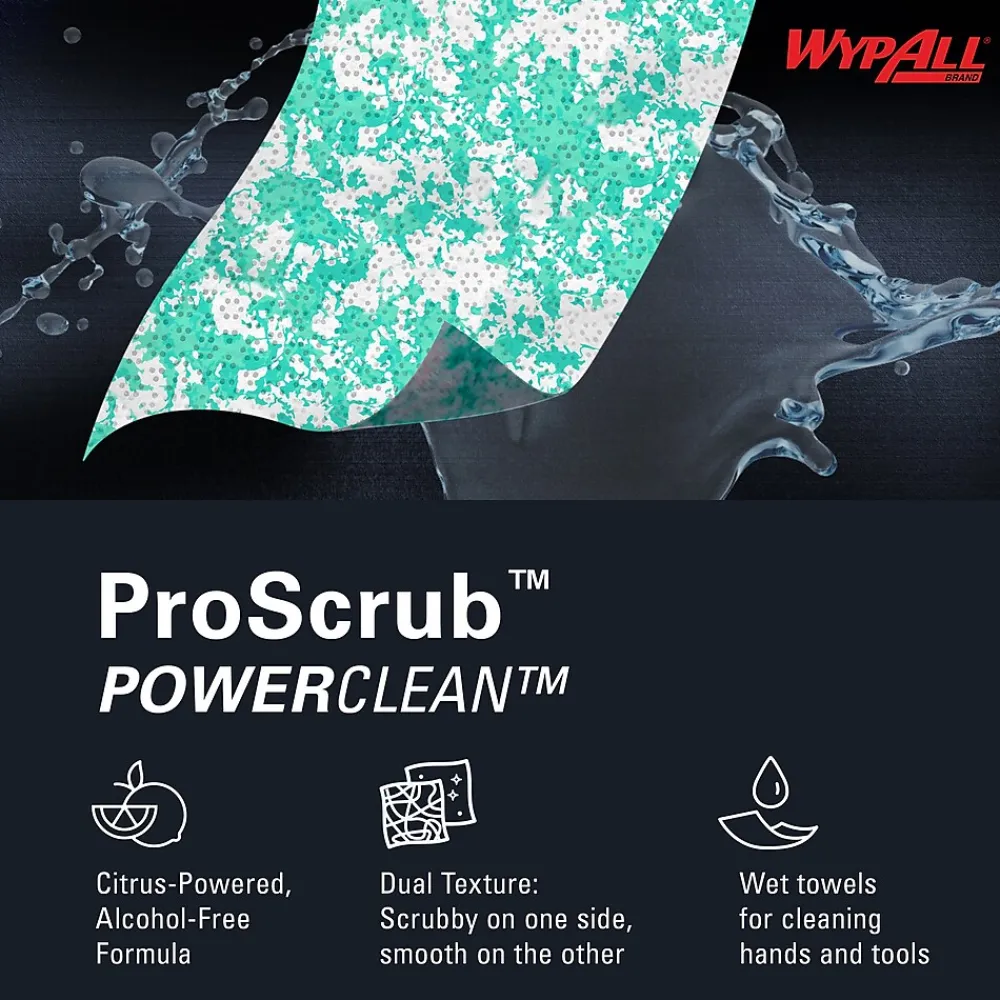 PowerClean ProScrub Fabric Cleaning Wipers, 9.5", Green, 75 Wipers/Box, 6/Carton (91367)<WypAll Best