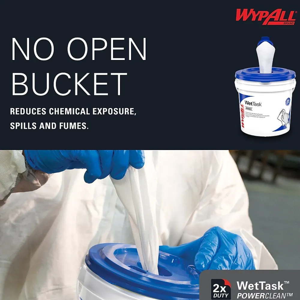 PowerClean WetTask Fabric Cleaning Wipers, 9" x 5.8", White, 250 Sheets/Roll, 6/Carton (53850)<WypAll Online