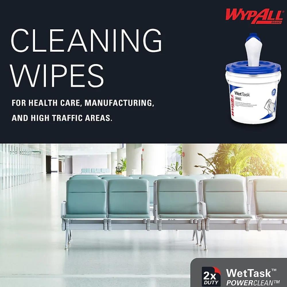 PowerClean WetTask Fabric Cleaning Wipers, 9" x 5.8", White, 250 Sheets/Roll, 6/Carton (53850)<WypAll Online