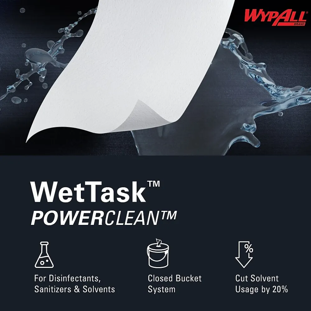 PowerClean WetTask Fabric Cleaning Wipers, 9" x 5.8", White, 250 Sheets/Roll, 6/Carton (53850)<WypAll Online