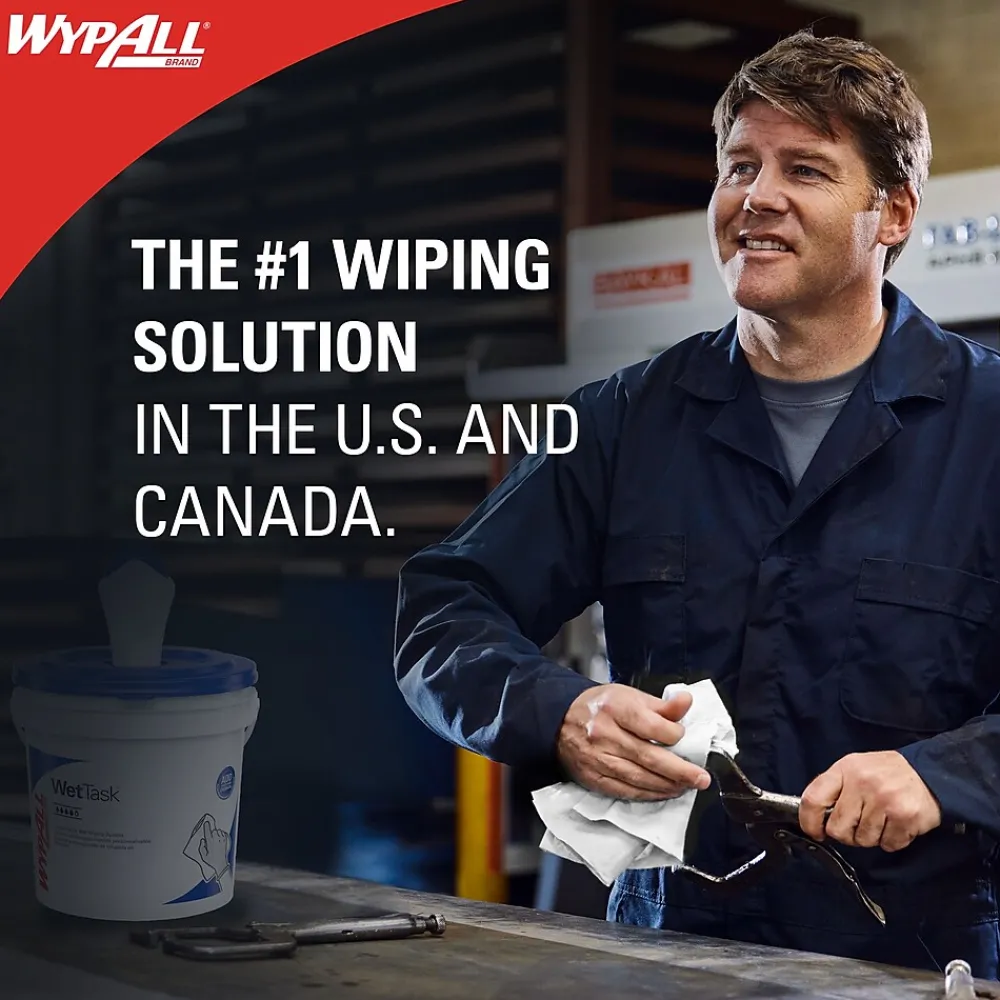 PowerClean WetTask Fabric Cleaning Wipers, 15" x 9", White, 275 Sheets/Roll, 2/Carton (06006)<WypAll Outlet